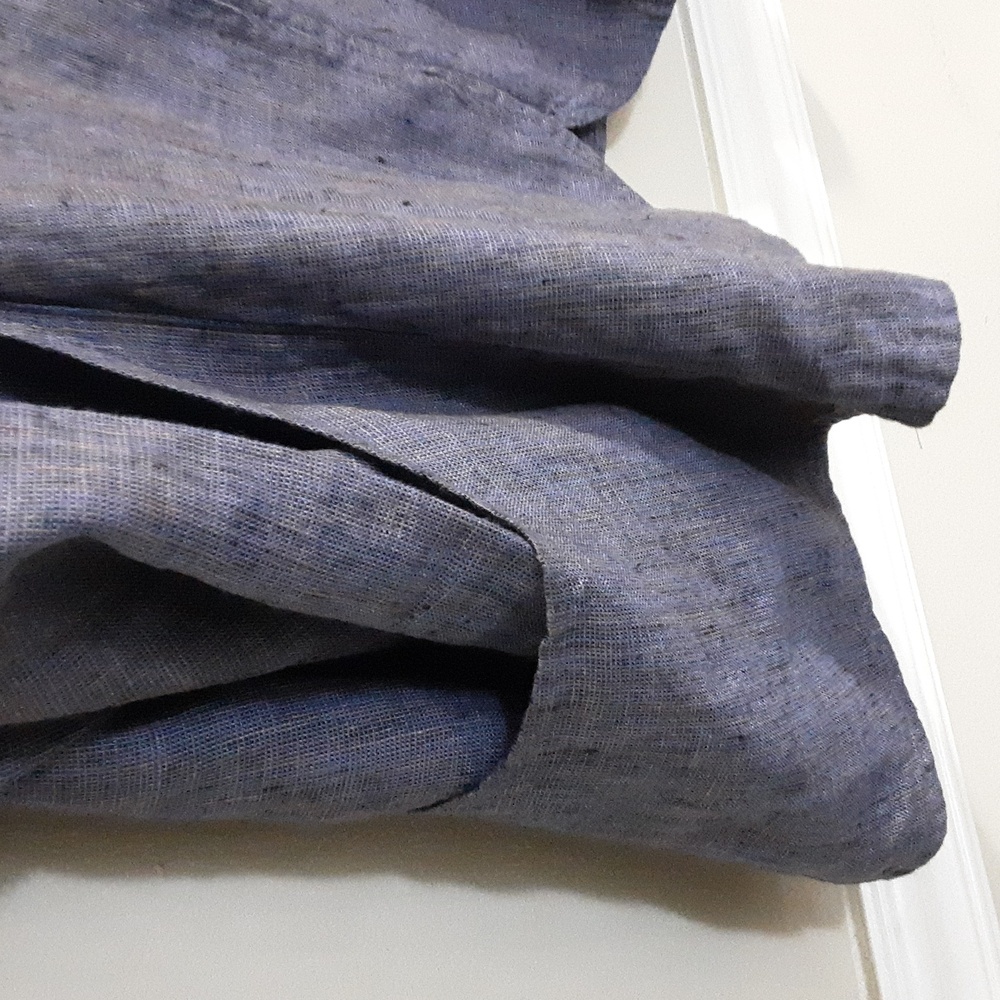 Flax Women's Purple/Teal Linen Blend Button-Up Artist Jacket - Picture 4 of 6